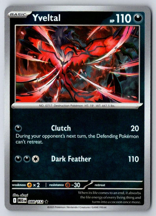 Yveltal 088/132 Rare Mega Evolution Pokemon Holo Near Mint