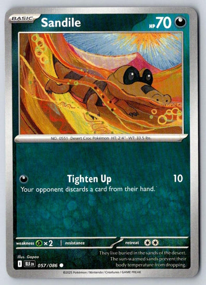 Sandile 057/086 Common Black Bolt Pokemon Near Mint