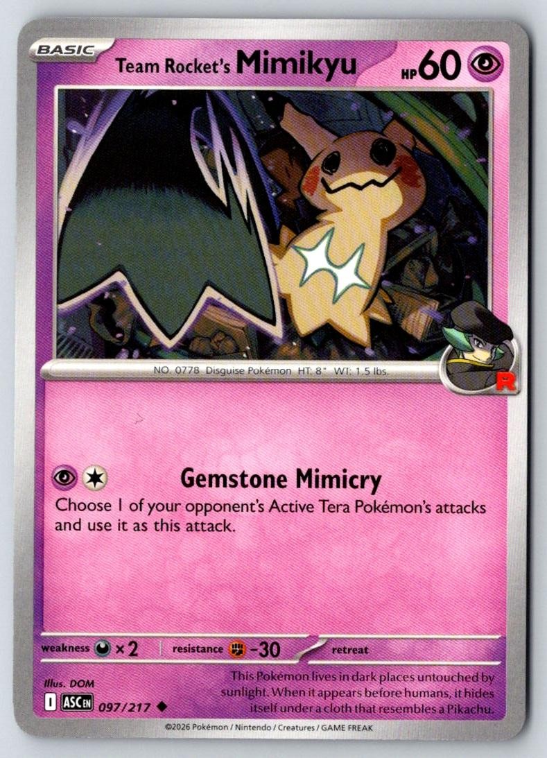 Team Rocket's Mimikyu 097/217 Uncommon Ascended Heroes Pokemon Near Mint