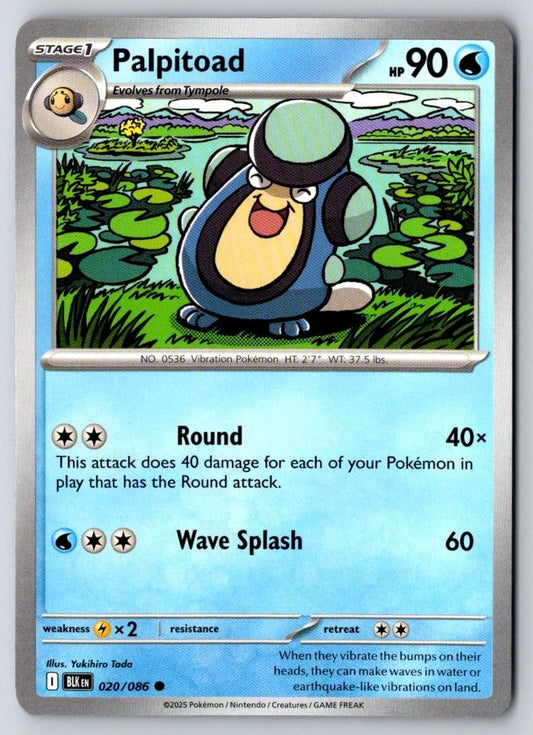 Palpitoad 020/086 Common Black Bolt Pokemon Near Mint
