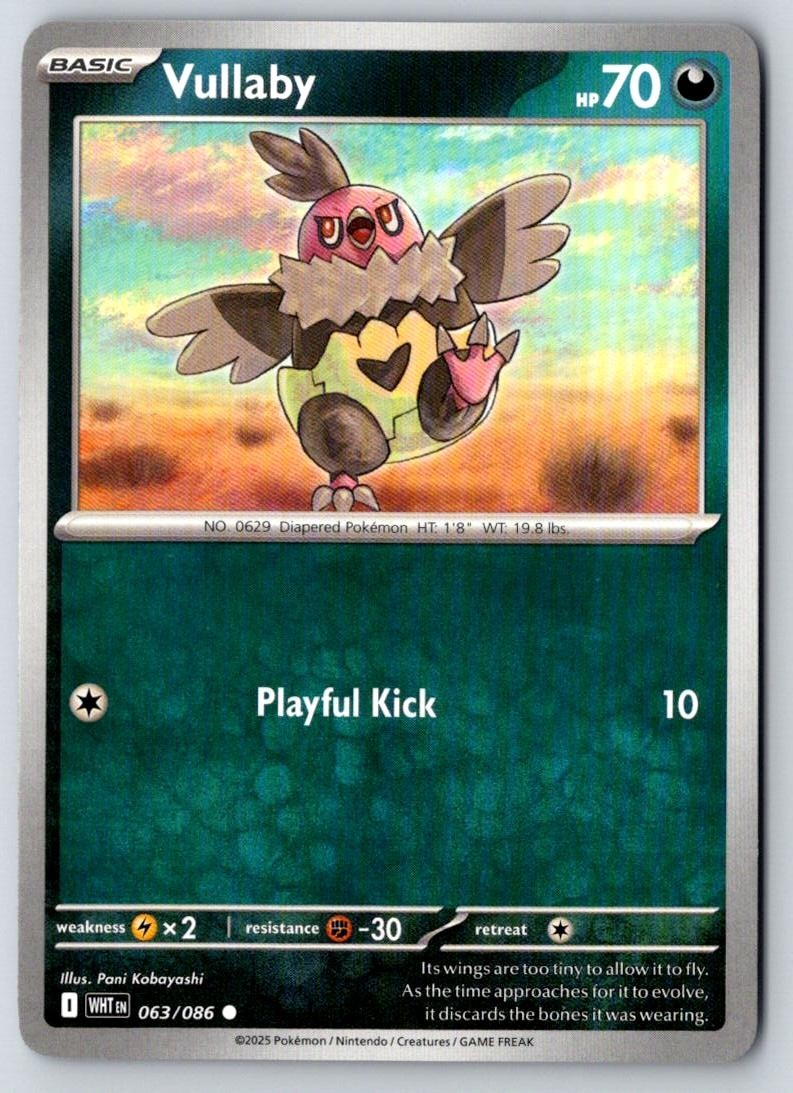 Vullaby 063/086 Common White Flare Pokemon Near Mint