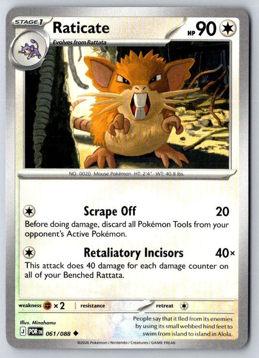 Raticate 061/088 Uncommon Perfect Order Pokemon Near Mint
