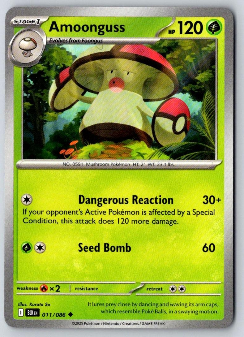 Amoonguss 011/086 Uncommon Black Bolt Pokemon Near Mint