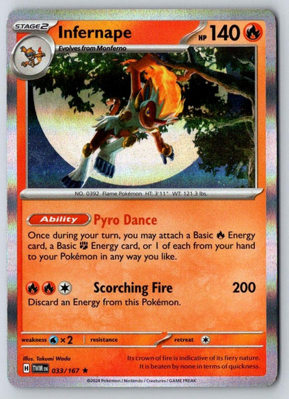 Infernape 033/167 Rare Twilight Masquerade Pokemon Holo Near Mint