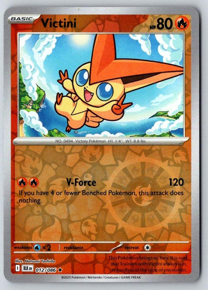 Victini Reverse Holo 012/086 Holo Rare Black Bolt Pokemon Near Mint