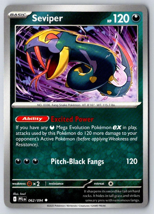 Seviper 062/094 Uncommon Phantasmal Flames Pokemon Near Mint