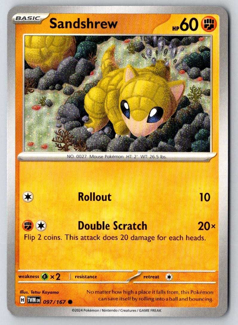 Sandshrew 097/167 Common Twilight Masquerade Pokemon Near Mint