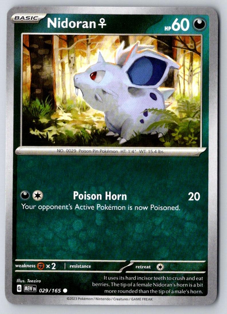 Nidoran F 029/165 Common 151 Pokemon Near Mint