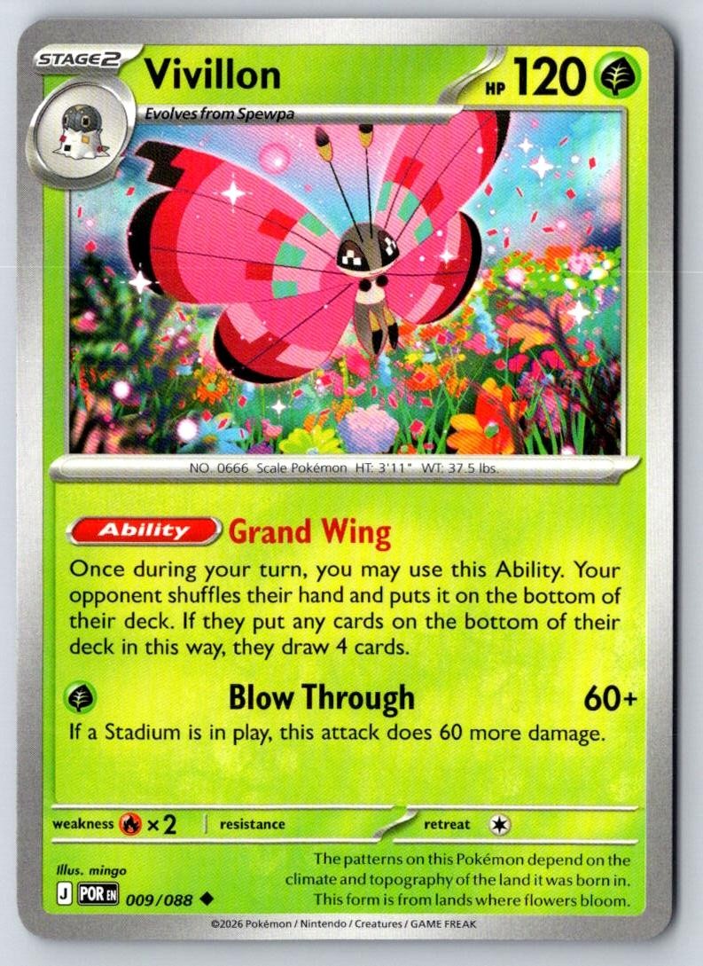 Vivillon 009/088 Uncommon Perfect Order Pokemon Near Mint