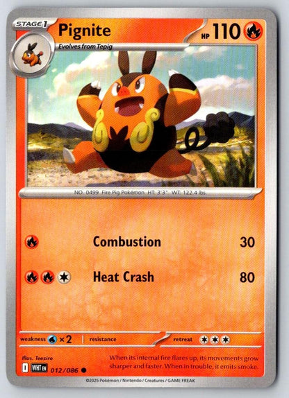Pignite 012/086 Common White Flare Pokemon Near Mint