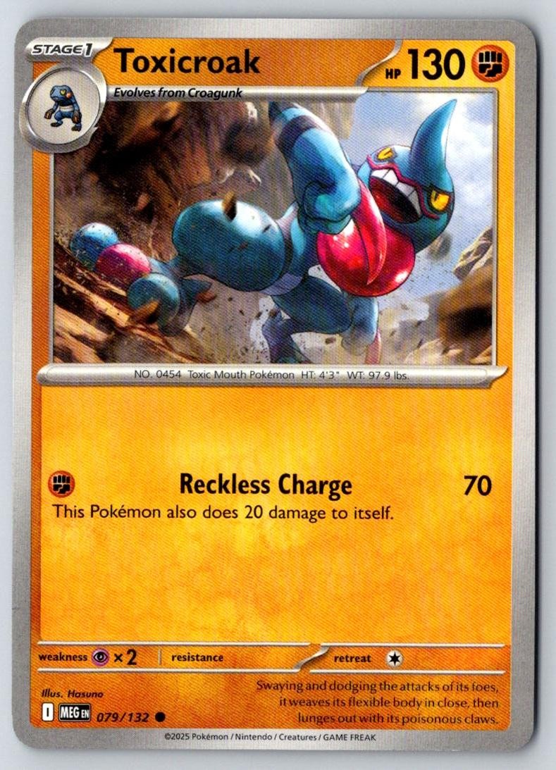 Toxicroak 079/132 Common Mega Evolution Pokemon Near Mint