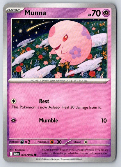 Munna 035/086 Common Black Bolt Pokemon Near Mint