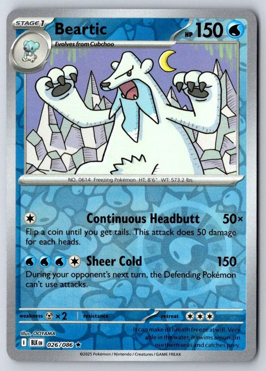 Beartic 026/086 Holo Rare Black Bolt Pokemon Near Mint