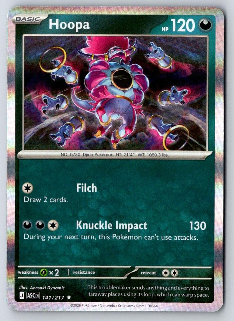 Hoopa 141/217 Rare Ascended Heroes Pokemon Holo Near Mint