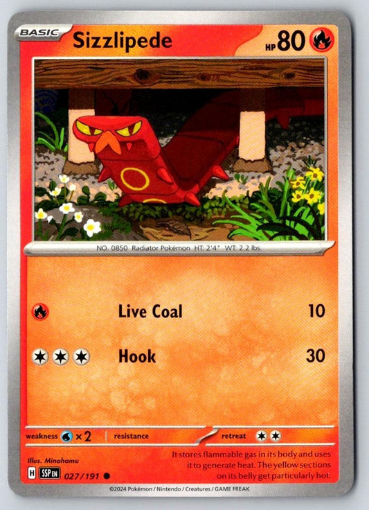 Sizzlipede 027/191 Common Surging Sparks Pokemon Near Mint