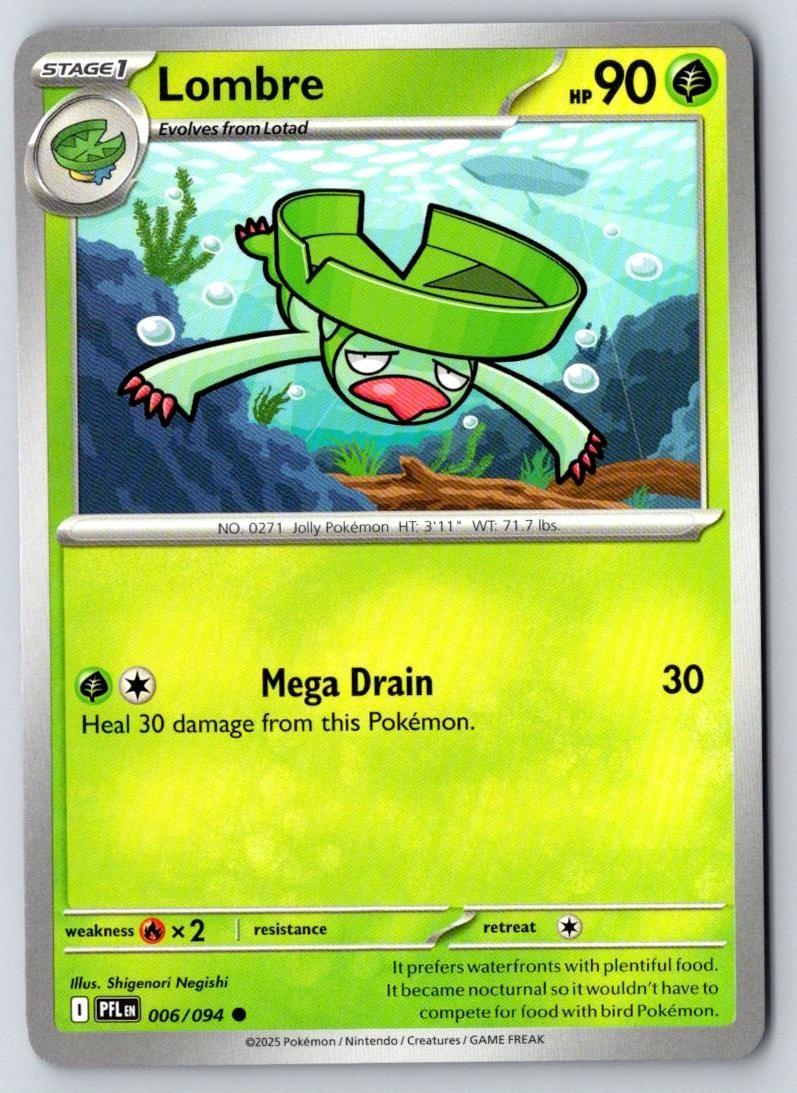 Lombre 006/094 Common Phantasmal Flames Pokemon Near Mint