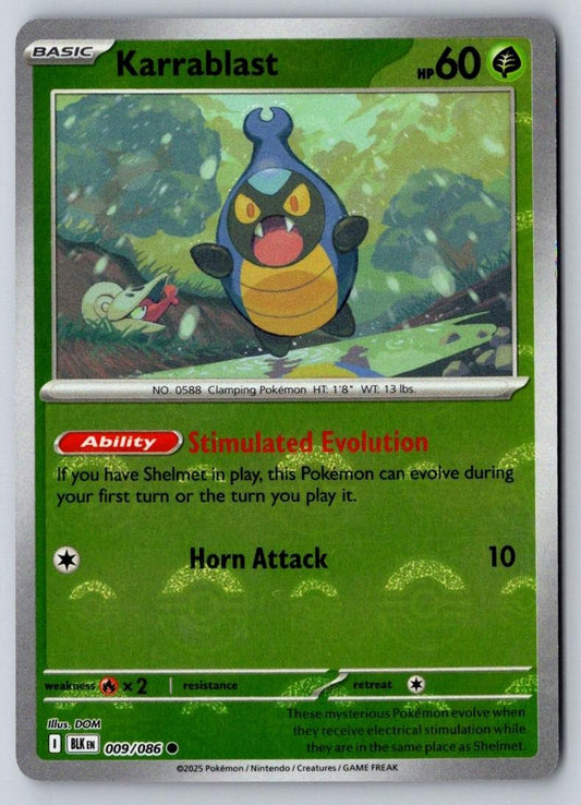 Karrablast (Poke Ball Pattern) 009/086 Holo Common Black Bolt Pokemon Near Mint