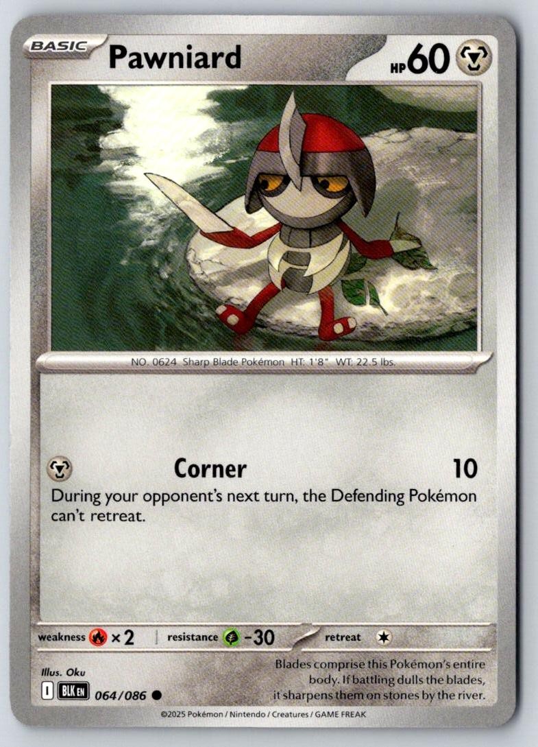 Pawniard 064/086 Common Black Bolt Pokemon Near Mint