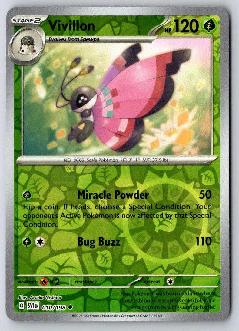 Vivillon 010/198 Uncommon Scarlet & Violet Pokemon Near Mint