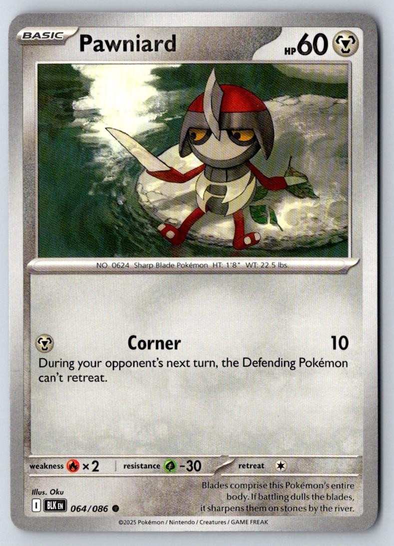 Pawniard 064/086 Common Black Bolt Pokemon Near Mint