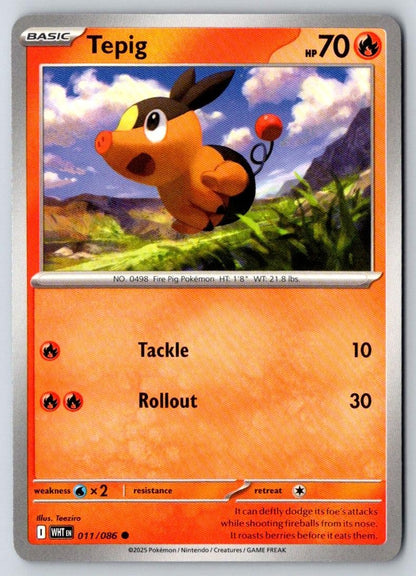 Tepig 011/086 Common White Flare Pokemon Near Mint