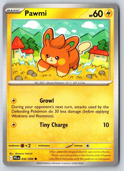 Pawmi 032/094 Common Phantasmal Flames Pokemon Near Mint