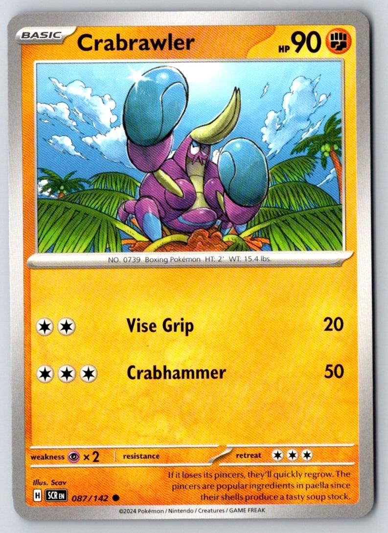 Crabrawler 87/142 Common Stellar Crown Pokemon Near Mint