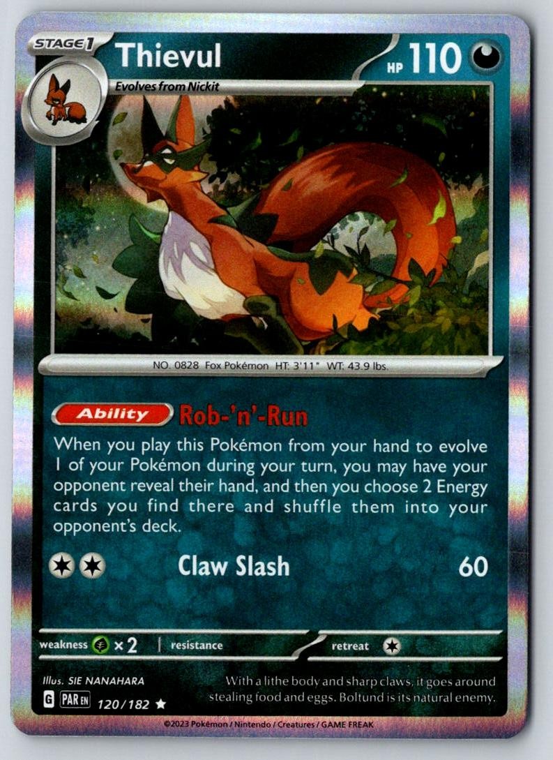 Thievul 120/182 Rare Paradox Rift Pokemon Holo Near Mint