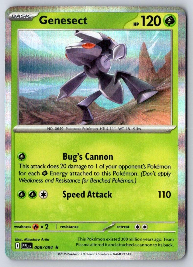 Genesect 008/094 Rare Phantasmal Flames Pokemon Holo Near Mint