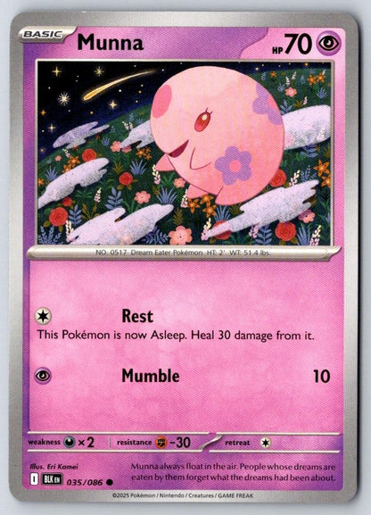 Munna 035/086 Common Black Bolt Pokemon Near Mint