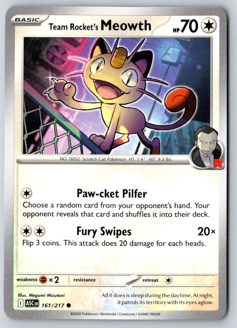 Team Rocket's Meowth 161/217 Common Ascended Heroes Pokemon Near Mint