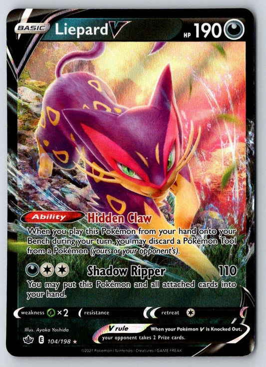 Liepard V 104/198 Holo V Rare Chilling Reign Pokemon Near Mint