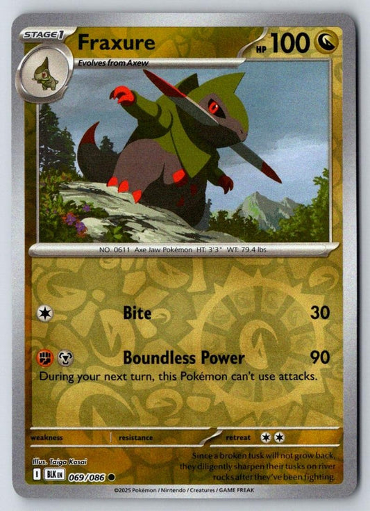 Fraxure 069/086 Common Black Bolt Pokemon Near Mint