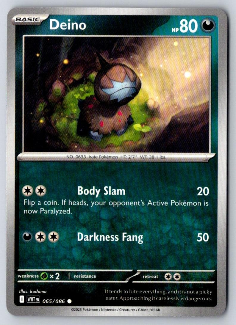 Deino 065/086 Common White Flare Pokemon Near Mint