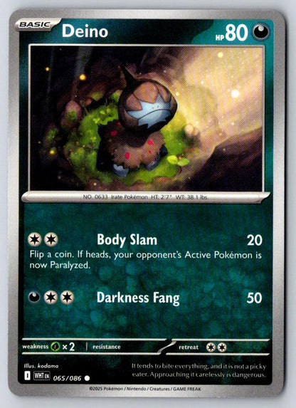 Deino 065/086 Common White Flare Pokemon Near Mint