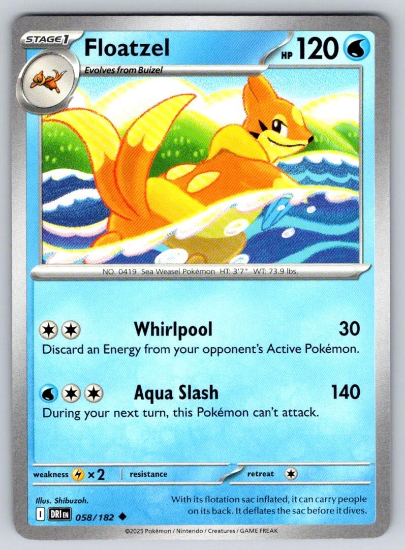 Floatzel 058/182 Uncommon Destined Rivals Pokemon Near Mint