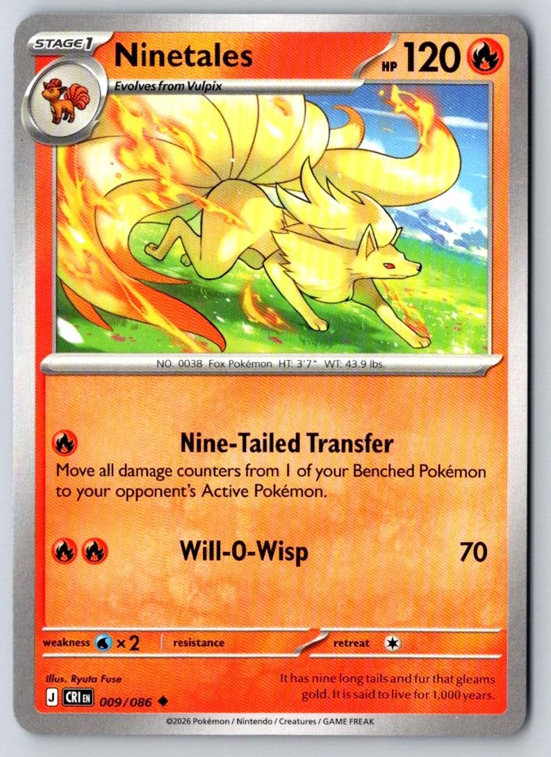 Ninetales 009/086 Uncommon Chaos Rising Pokemon Near Mint