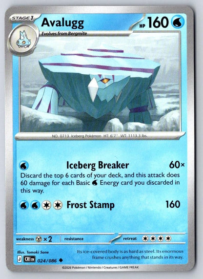 Avalugg 024/086 Uncommon Chaos Rising Pokemon Near Mint