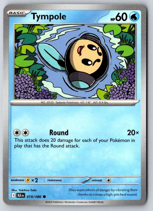 Tympole 019/086 Common Black Bolt Pokemon Near Mint