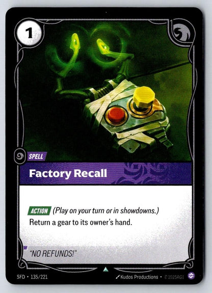 Factory Recall 135/221 Uncommon Spiritforged Riftbound Near Mint