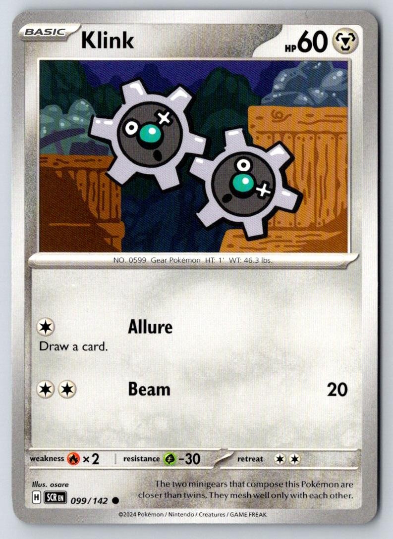 Klink 99/142 Common Stellar Crown Pokemon Near Mint