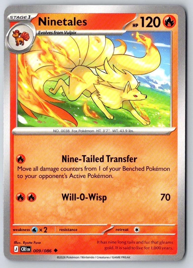 Ninetales 009/086 Uncommon Chaos Rising Pokemon Near Mint