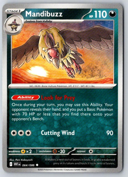 Mandibuzz 064/086 Uncommon White Flare Pokemon Near Mint