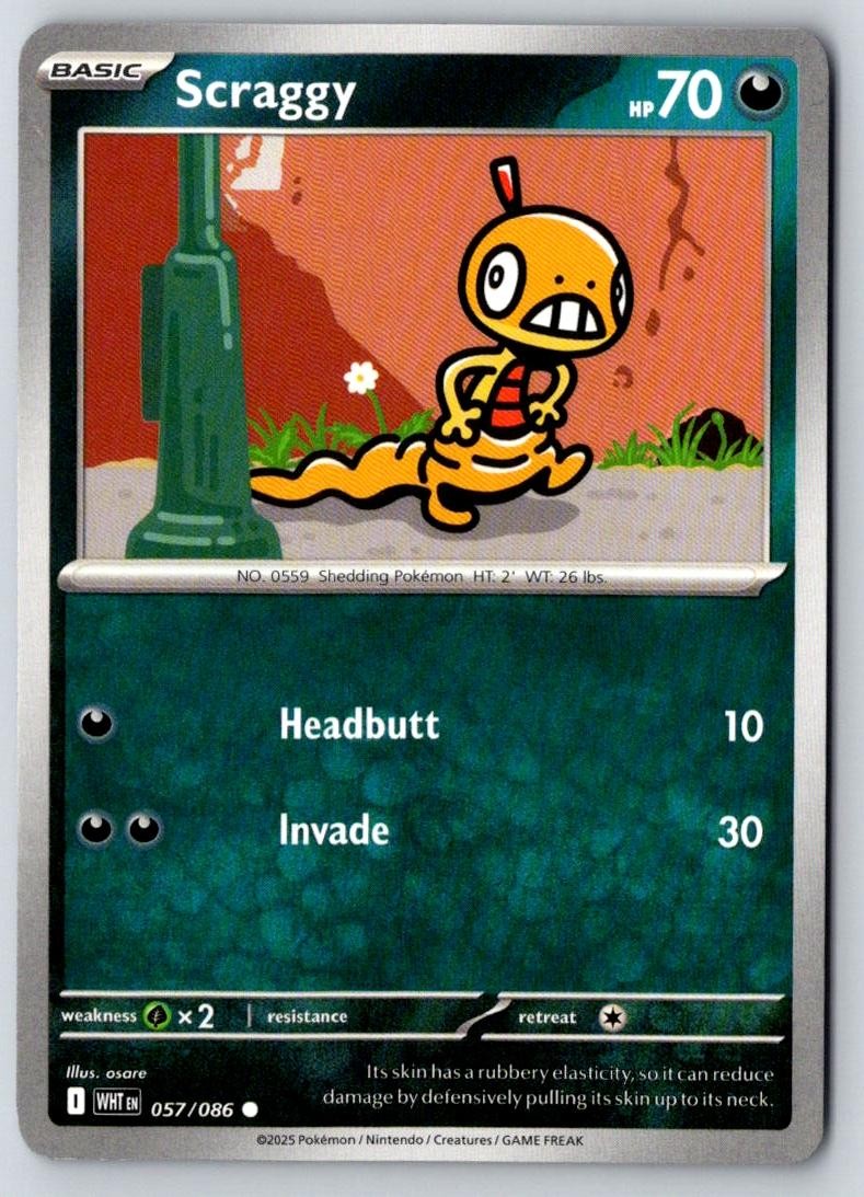 Scraggy 057/086 Common White Flare Pokemon Near Mint