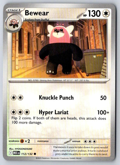 Bewear 112/132 Common Mega Evolution Pokemon Near Mint