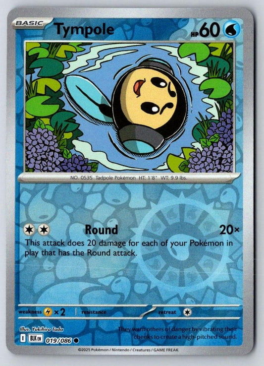 Tympole 019/086 Common Black Bolt Pokemon Reverse Holo Near Mint