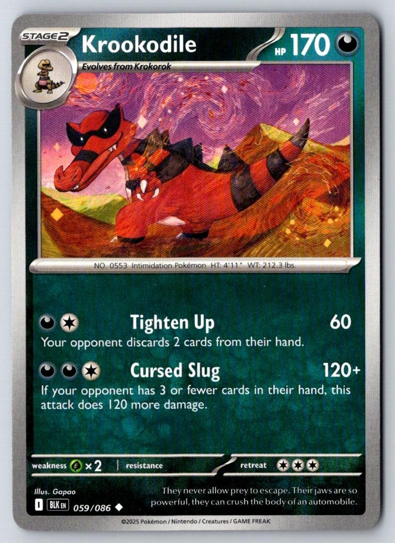 Krookodile 059/086 Uncommon Black Bolt Pokemon Near Mint