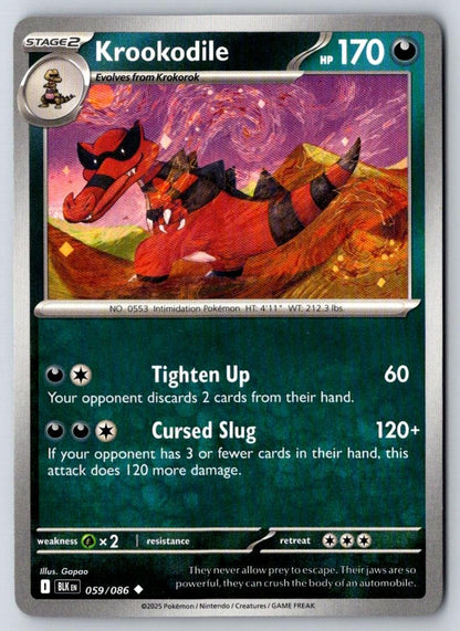 Krookodile 059/086 Uncommon Black Bolt Pokemon Near Mint