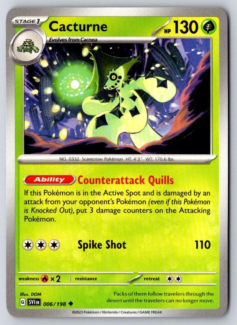 Cacturne 006/198 Uncommon Scarlet & Violet Pokemon Near Mint