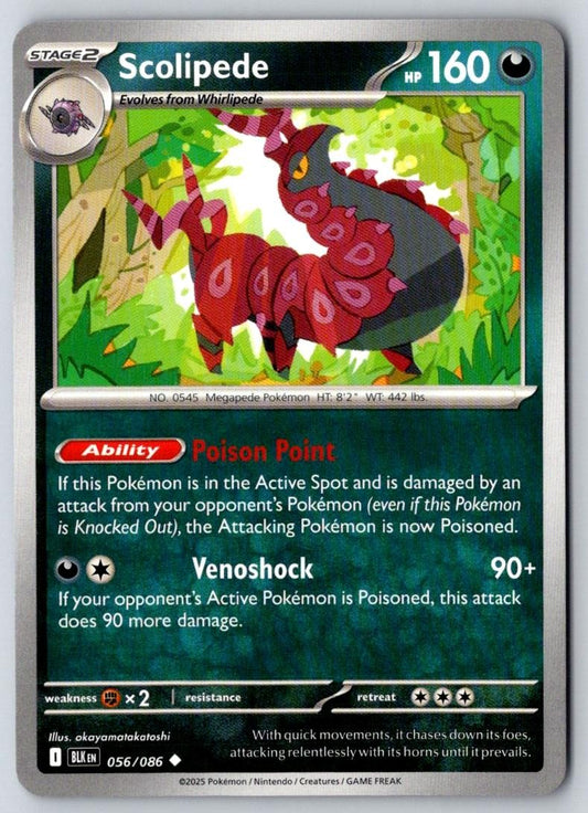 Scolipede 056/086 Uncommon Black Bolt Pokemon Near Mint